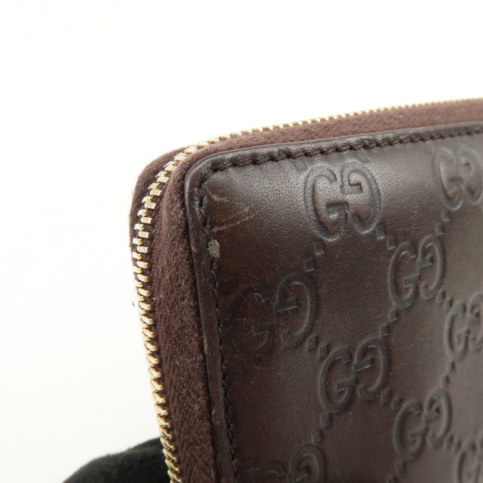 GUCCI Guccissima Leather Round Zippy Long Wallet Dark Brown 112724