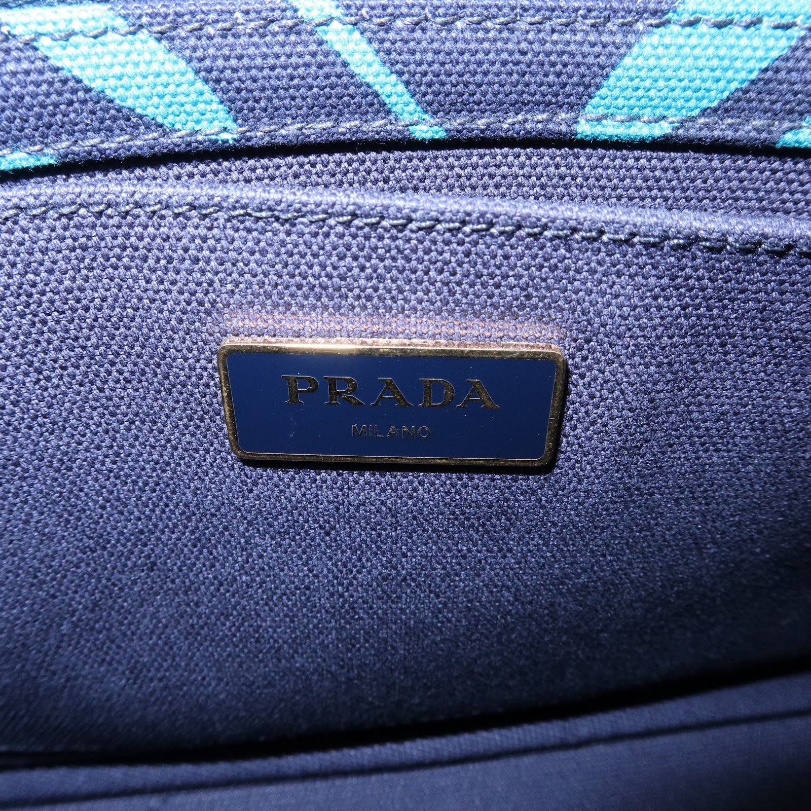 PRADA Canapa Mini Canvas 2Way Hand Shoulder Bag Blue Navy 1BG155