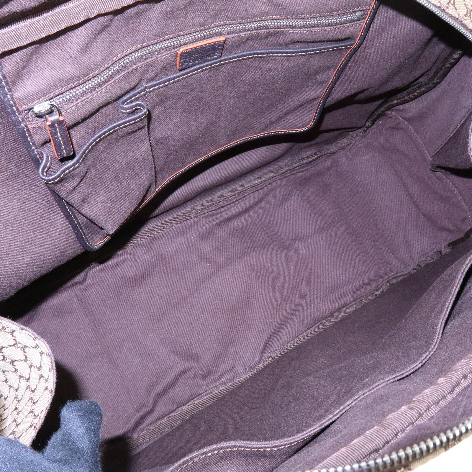 CELINE Macadam Canvas Leather 2Way Bag Boston Bag Brown