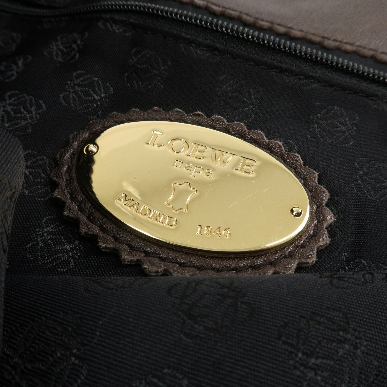 LOEWE Anagram Nappa Leather Aura Tote Bag Shoulder Bag Brown