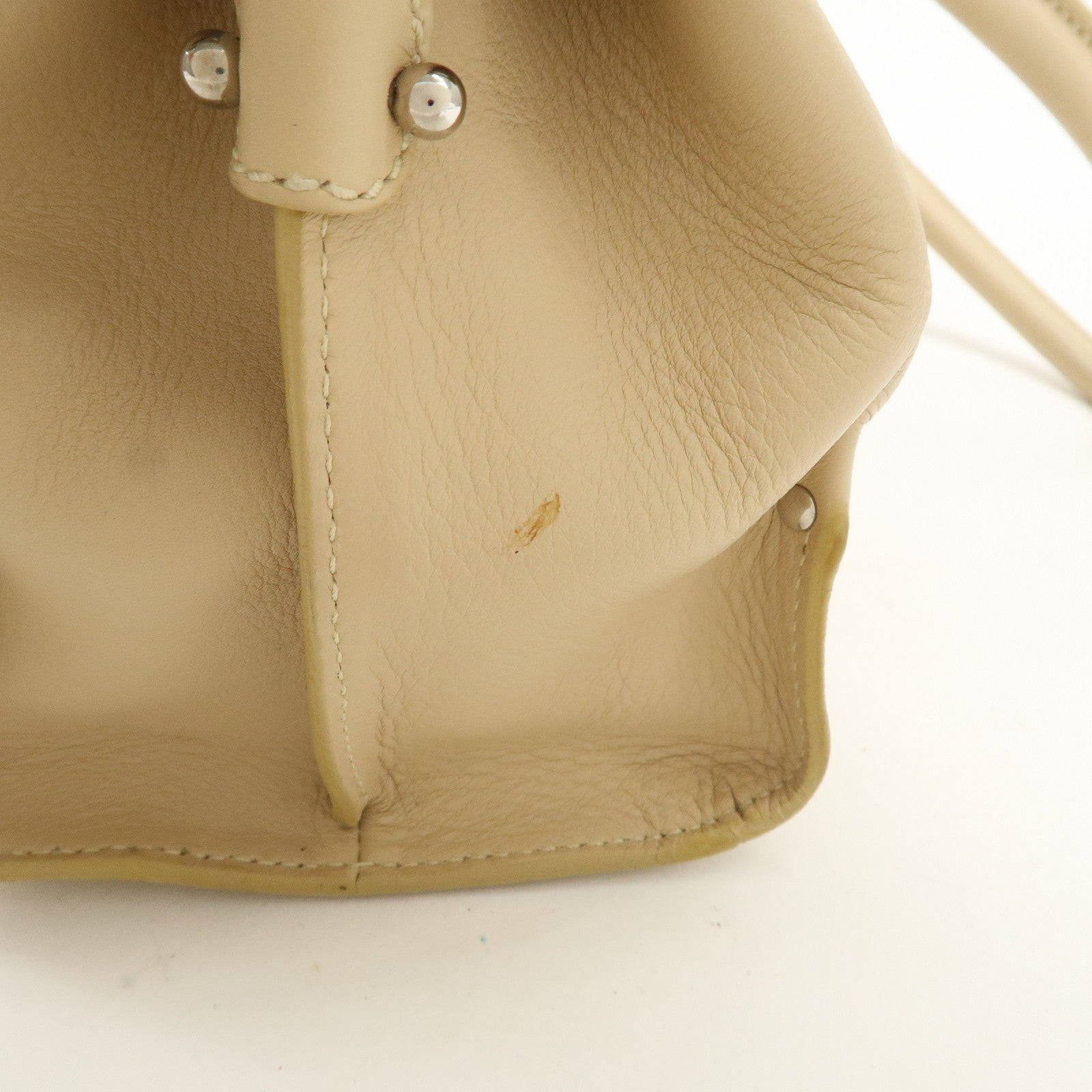 Ferragamo Gancini Logo Leather Shoulder Bag Hand Bag Beige