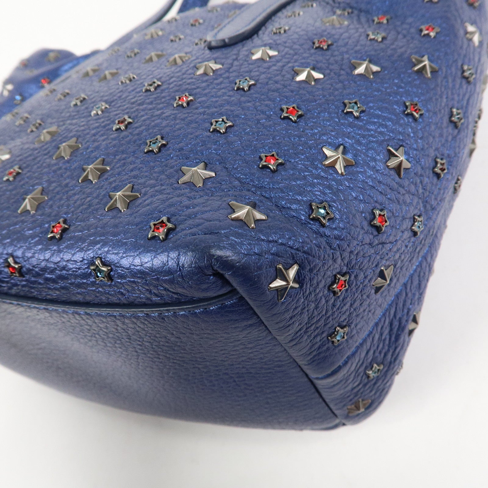 JIMMY CHOO Leather MINISARA 2Way Bag Hand Bag Shoulder Bag Blue