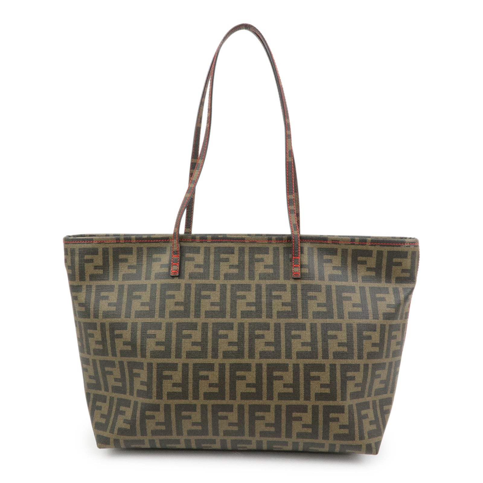 FENDI Zucca PVC Tote Bag Shoulder Bag Brown Black 8BH198