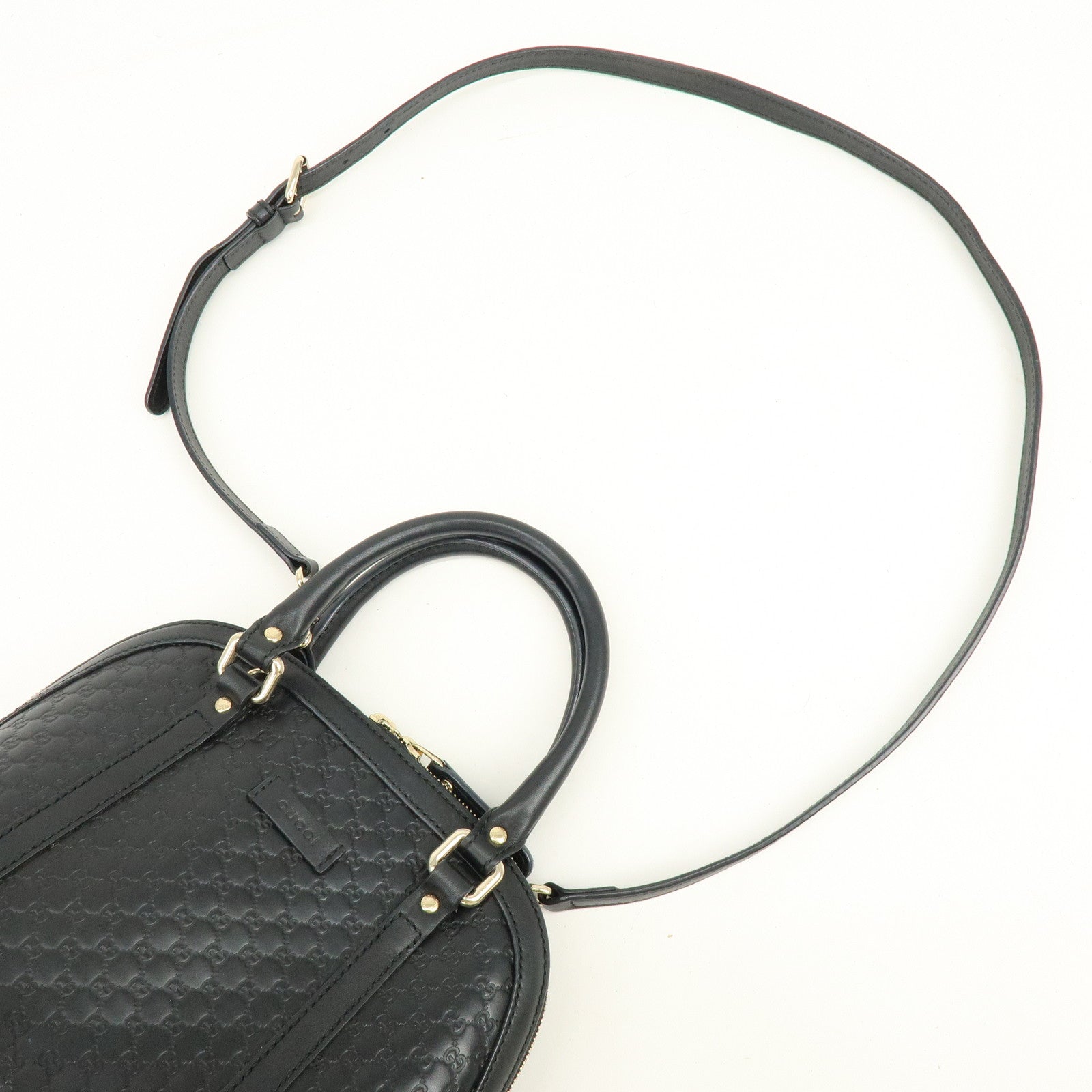 GUCCI Microguccissima Leather 2Way Bag Hand Bag Black 449654