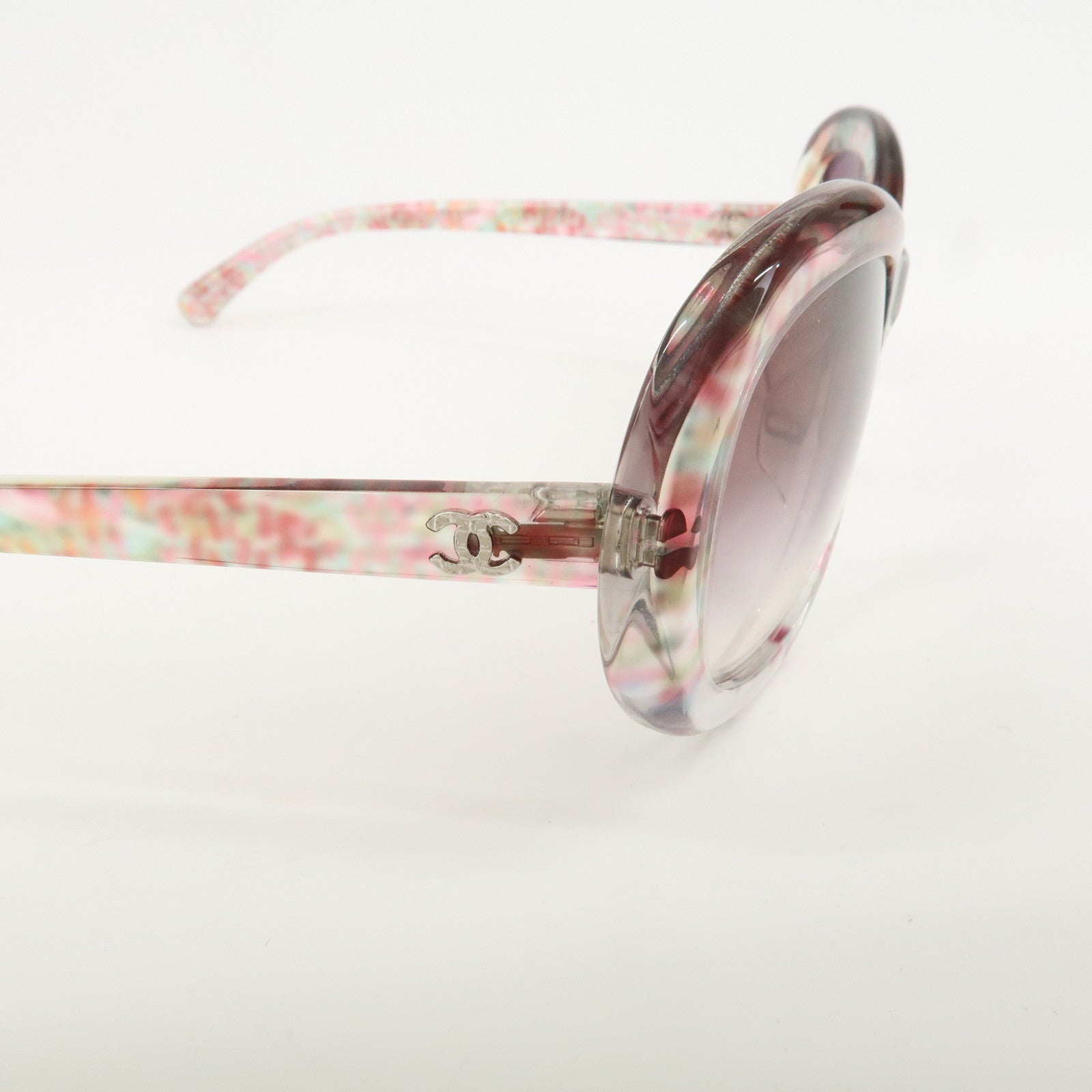 CHANEL COCO Mark Plastic Sunglasses 57□17 Multicolor 5219-A Used