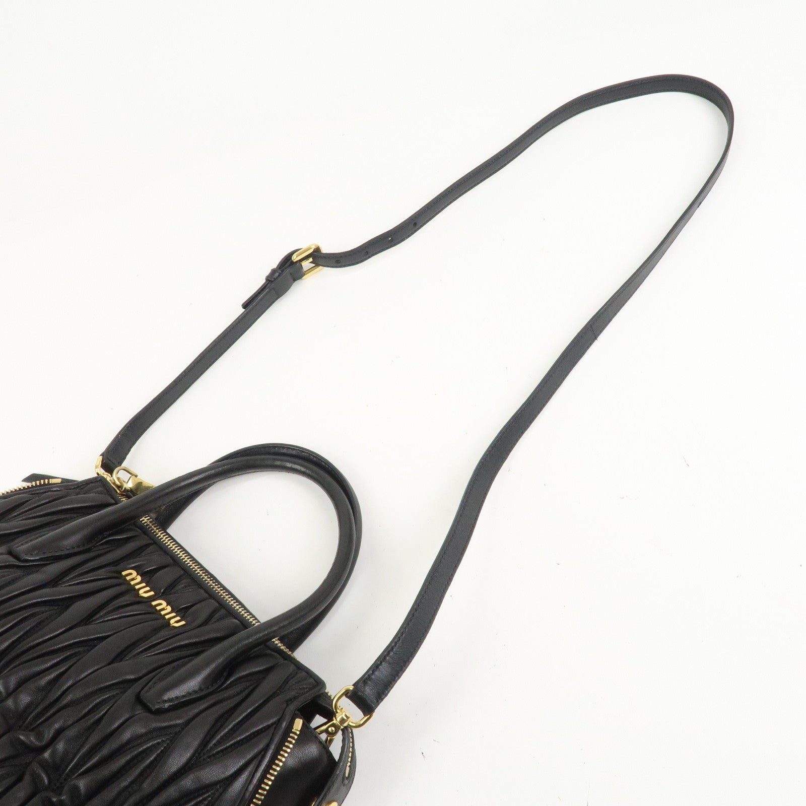 MIU MIU Matelasse Leather 2Way Bag Hand Bag Shoulder Bag 5BA003