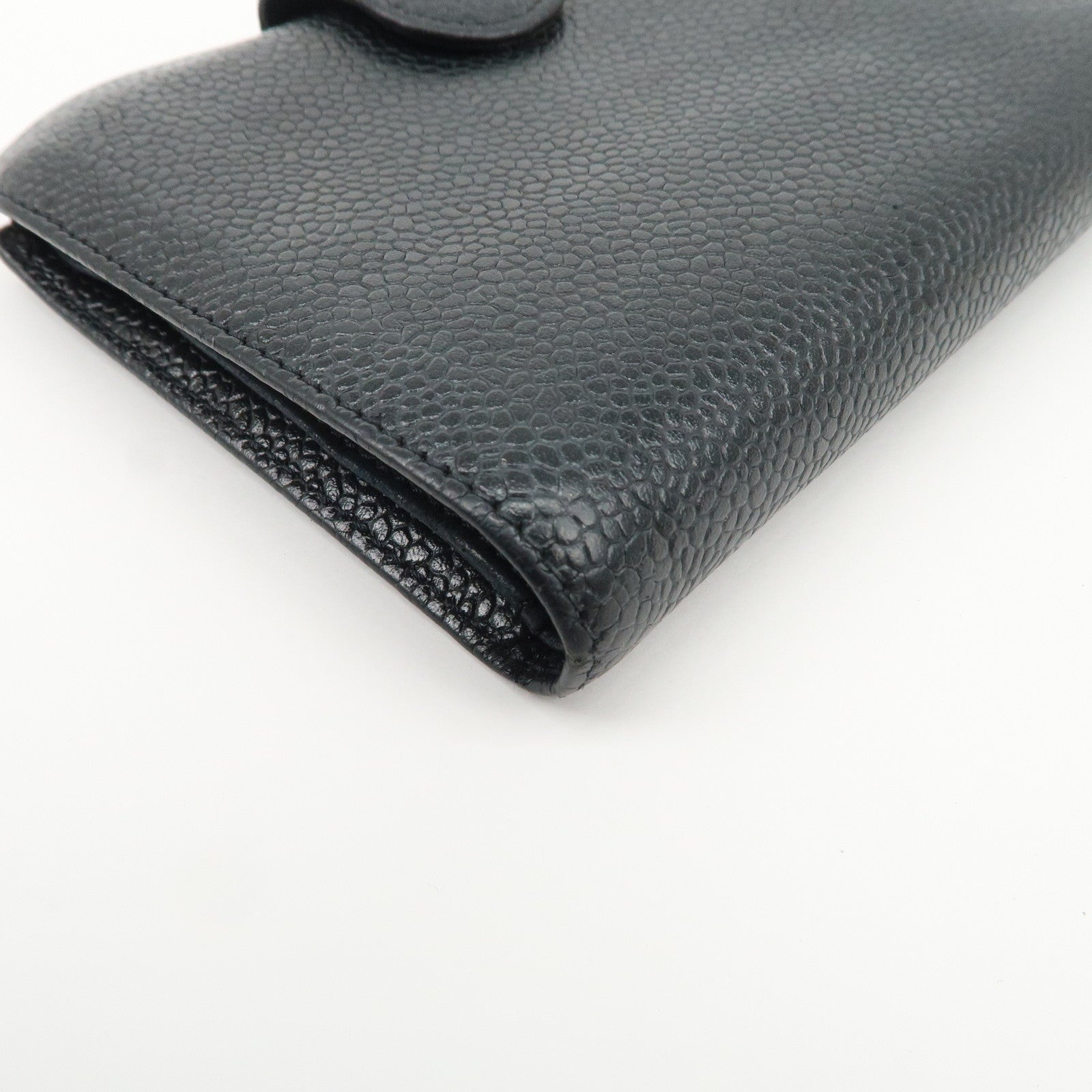 CHANEL COCO Mark Caviarskin Leather Bi-fold Wallet Black