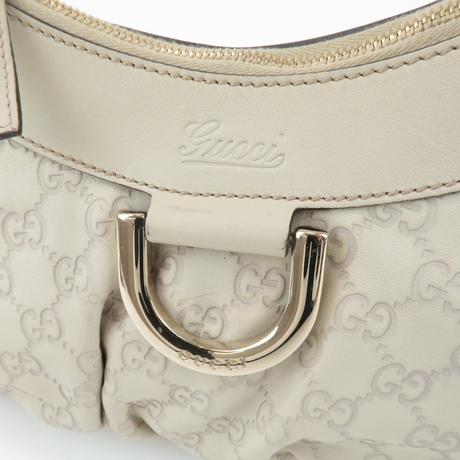 GUCCI Abbey Guccissima Leather Shoulder Bag Hand Bag Ivory 190525 Used