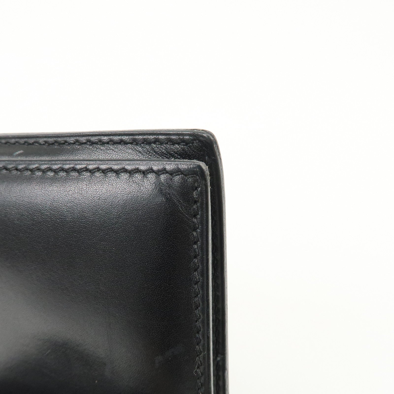 HERMES Box Calf Leather Beant Classic Long Wallet Black