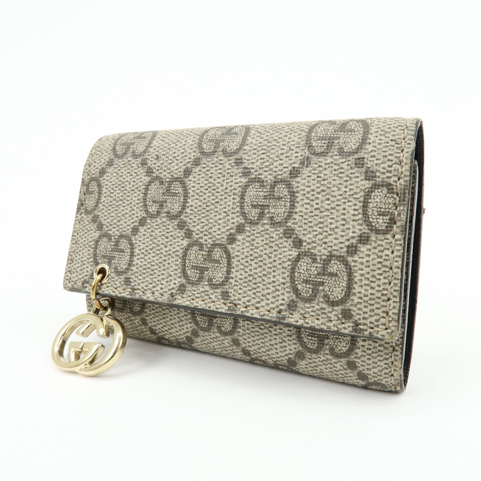 GUCCI Interlocking G GG Supreme 6 Rings Key Case Beige 212111
