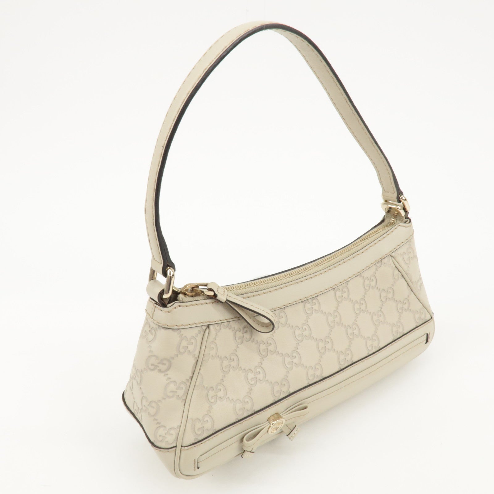 GUCCI Guccissima Mayfair Leather Shoulder Hand Bag Ivory 269893 Used