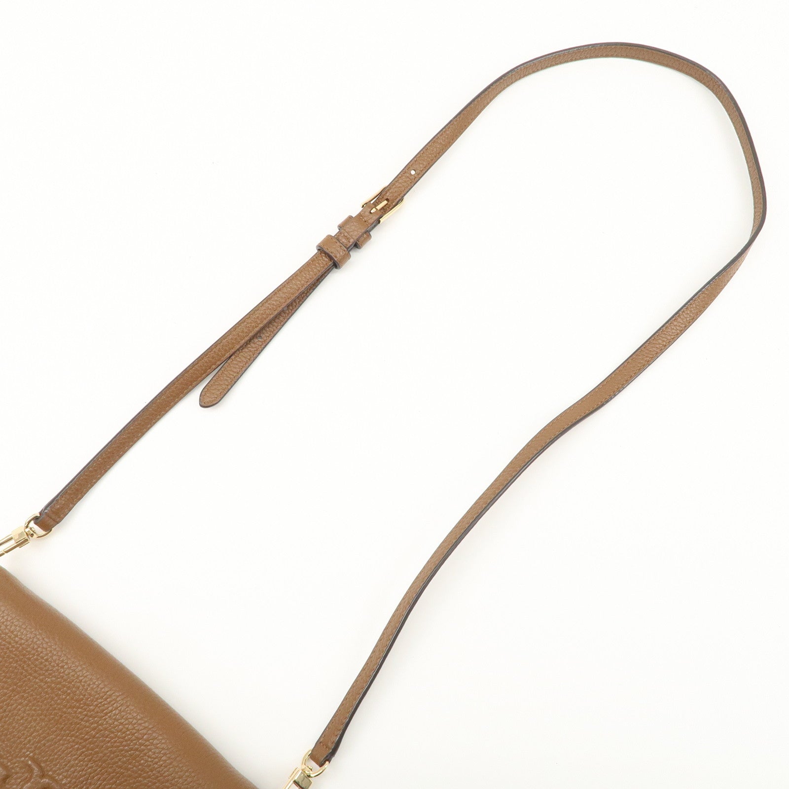 TORY BURCH Leather Shoulder Wallet Brown Used