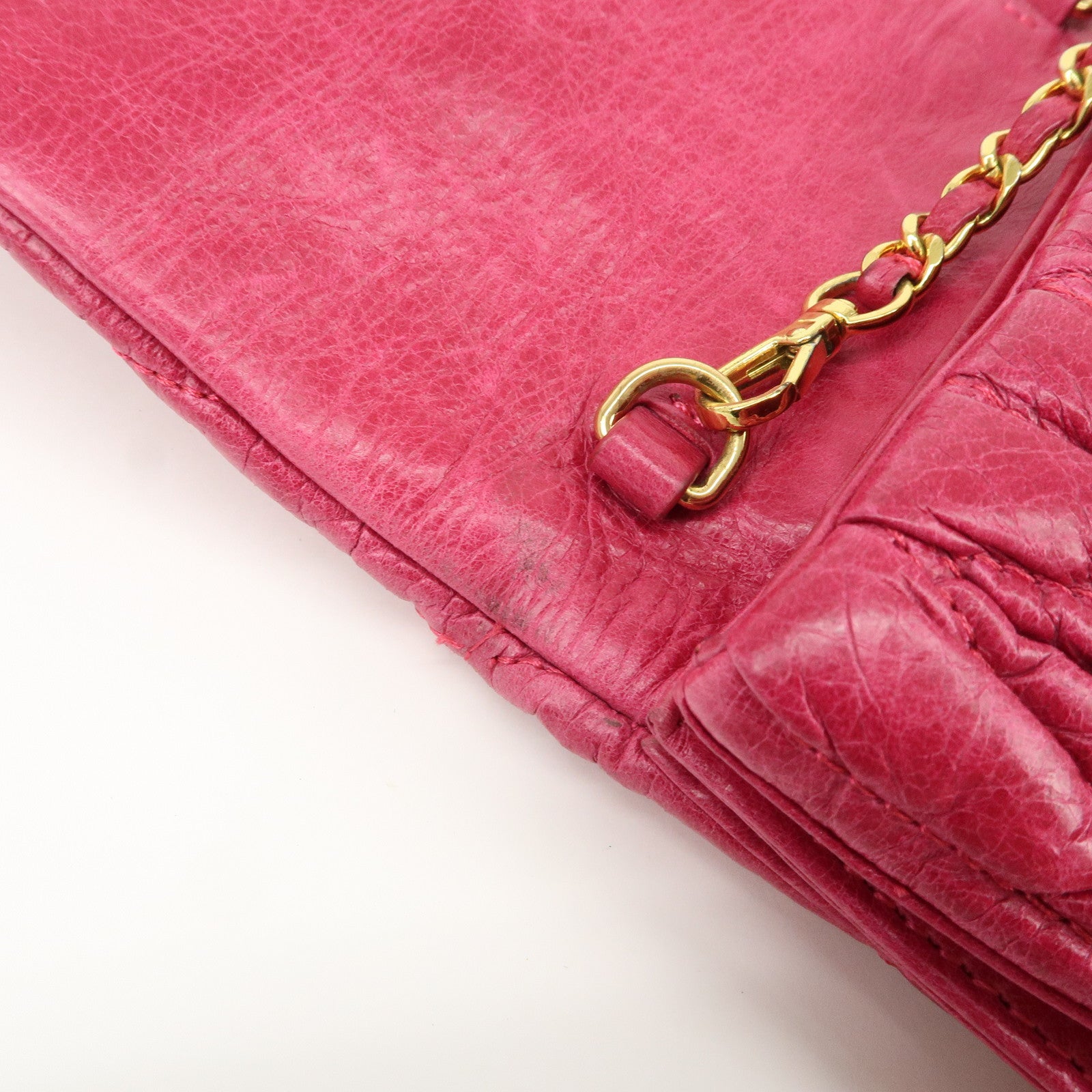 MIU MIU Matelasse Leather Chain Shoulder Bag Crossbody Bag Pink Used