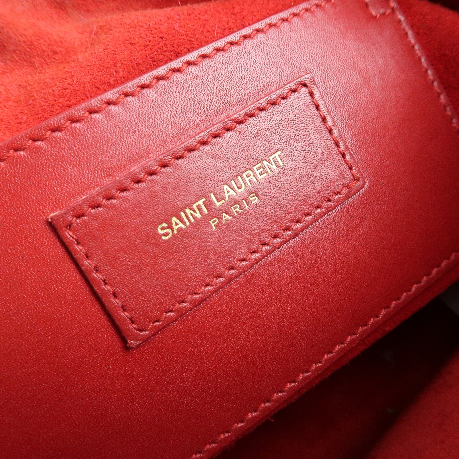 SAINT LAURENT PARIS Baby Duffle Leather 2WAY Bag Red 3330958
