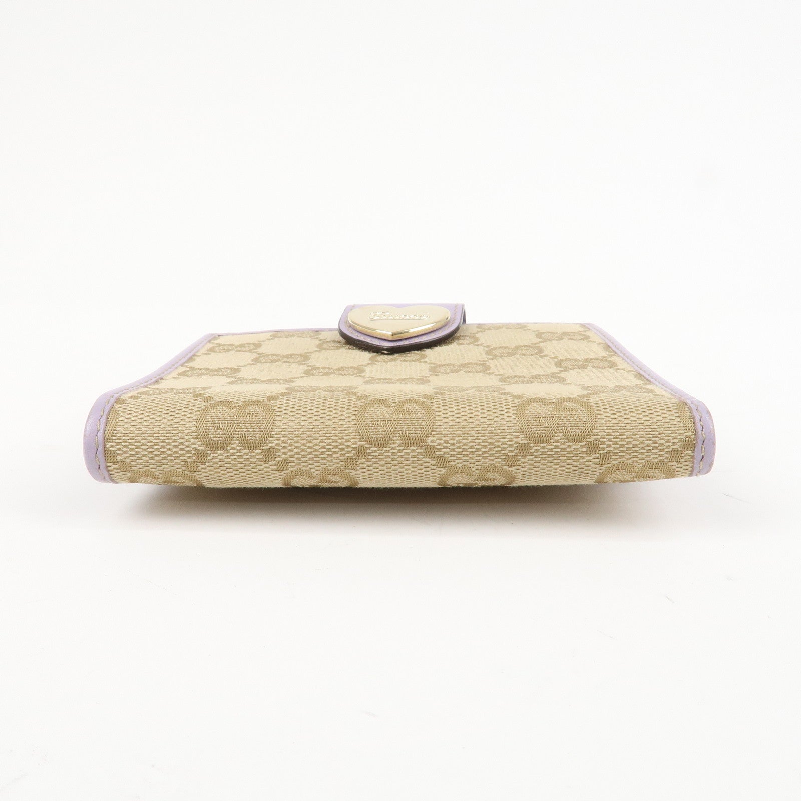 GUCCI Lovely Heart GG Canvas Leather W Hook Bi-Fold Wallet 203549 Used