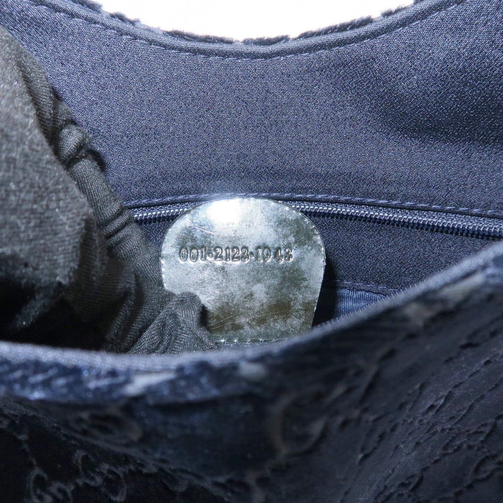 GUCCI Velvet GG Monogram Shoulder Bag Hand Bag Navy 001・2123