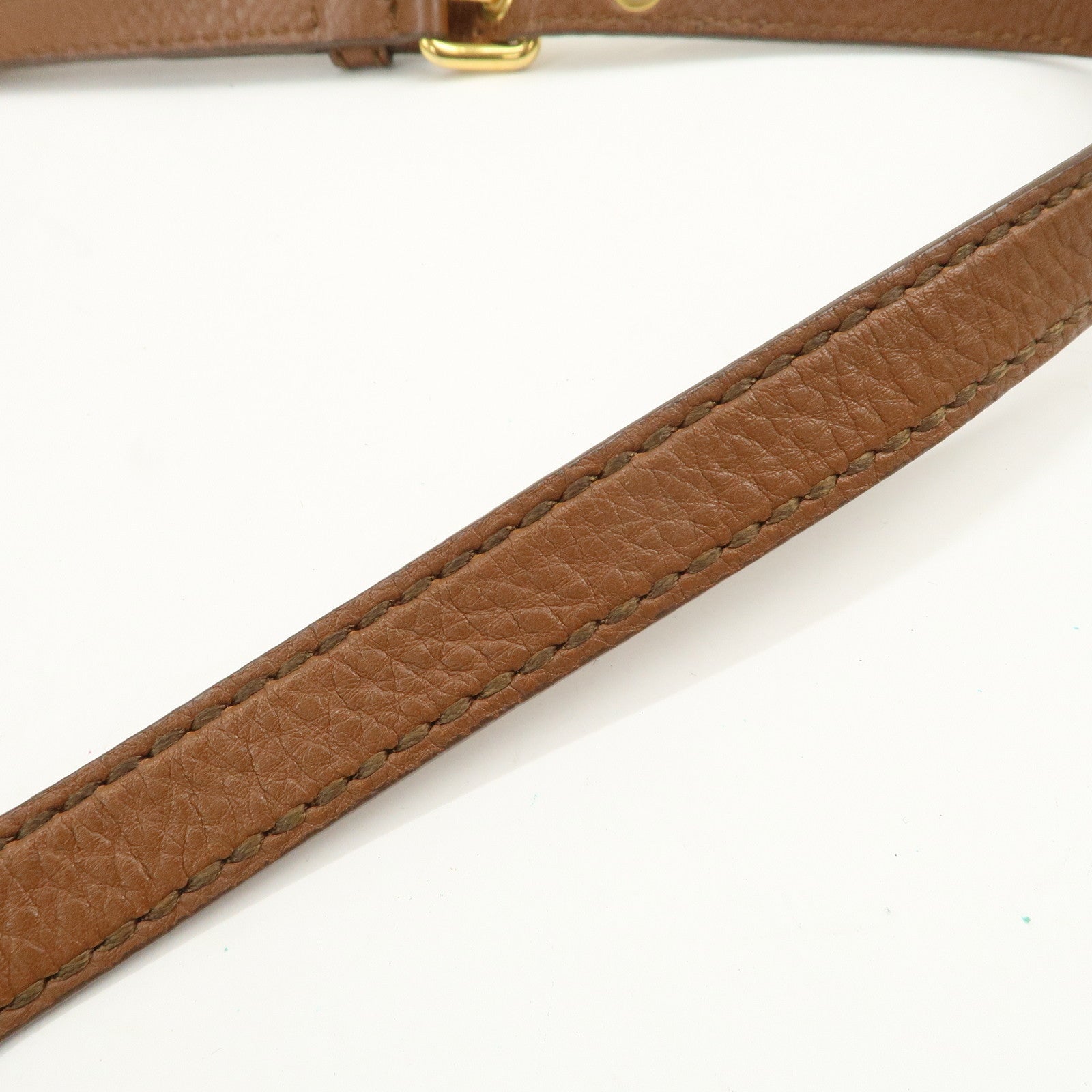 MIU MIU Logo Leather 2Way Bag Hand Bag Shoulder Bag Brown RN0761