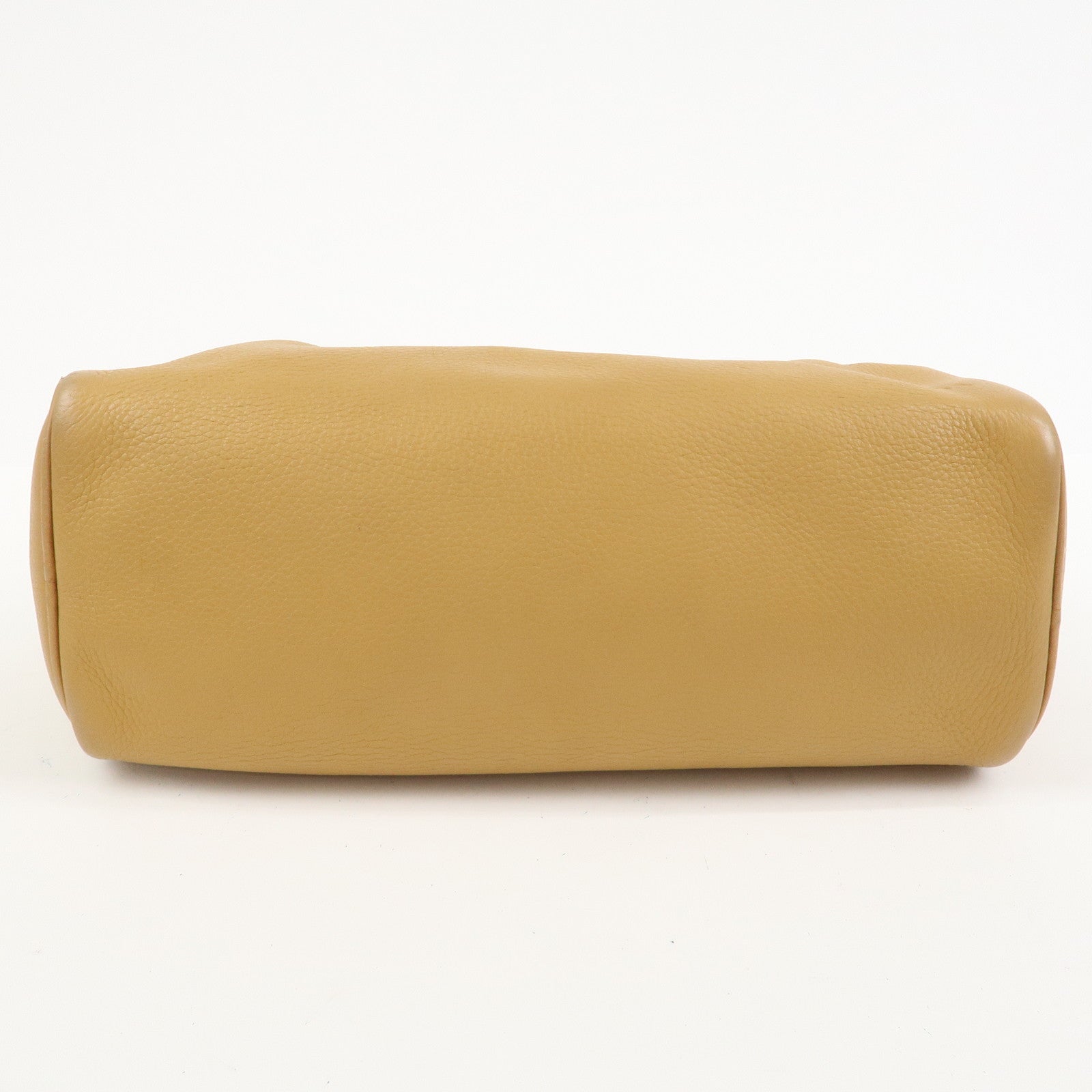 PRADA Leather Hand Bag Boston Bag Hand Bag Beige