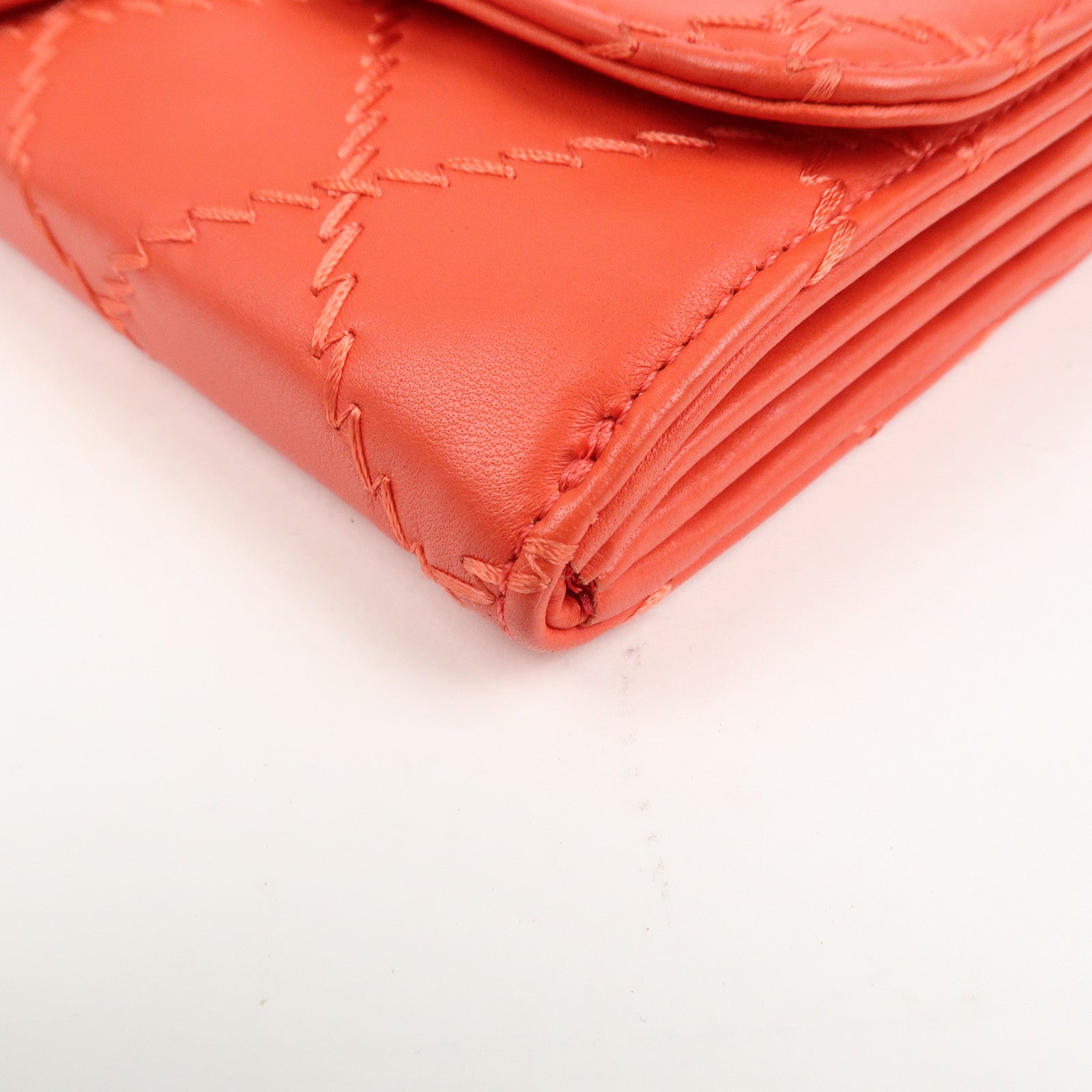 CHANEL COCO Mark Ultra Stitch Leather Chain Wallet Red