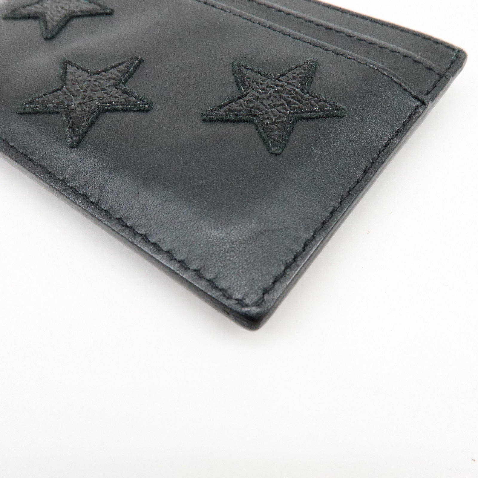 SAINT LAURENT PARIS Cassandra Leather Card Case Star Black 447876