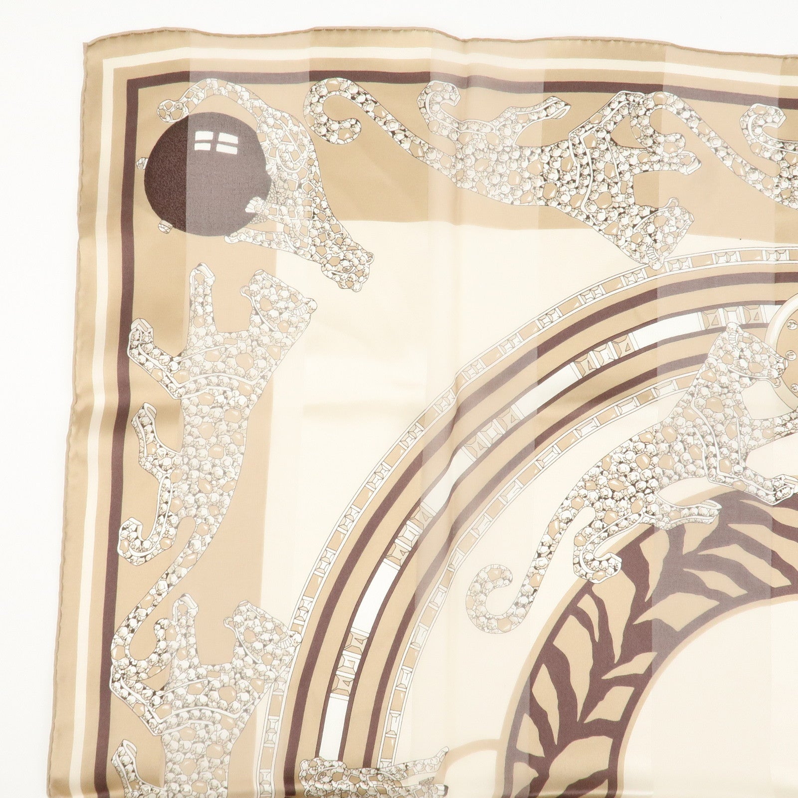 Cartier Must de Cartier Silk 100% Animal Pattern Scarf Light Brown