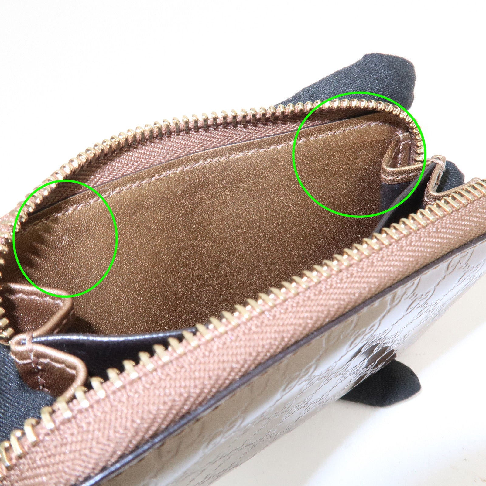 GUCCI Micro Guccissima Leather Zippy Wallet Card Case Bronze 255452