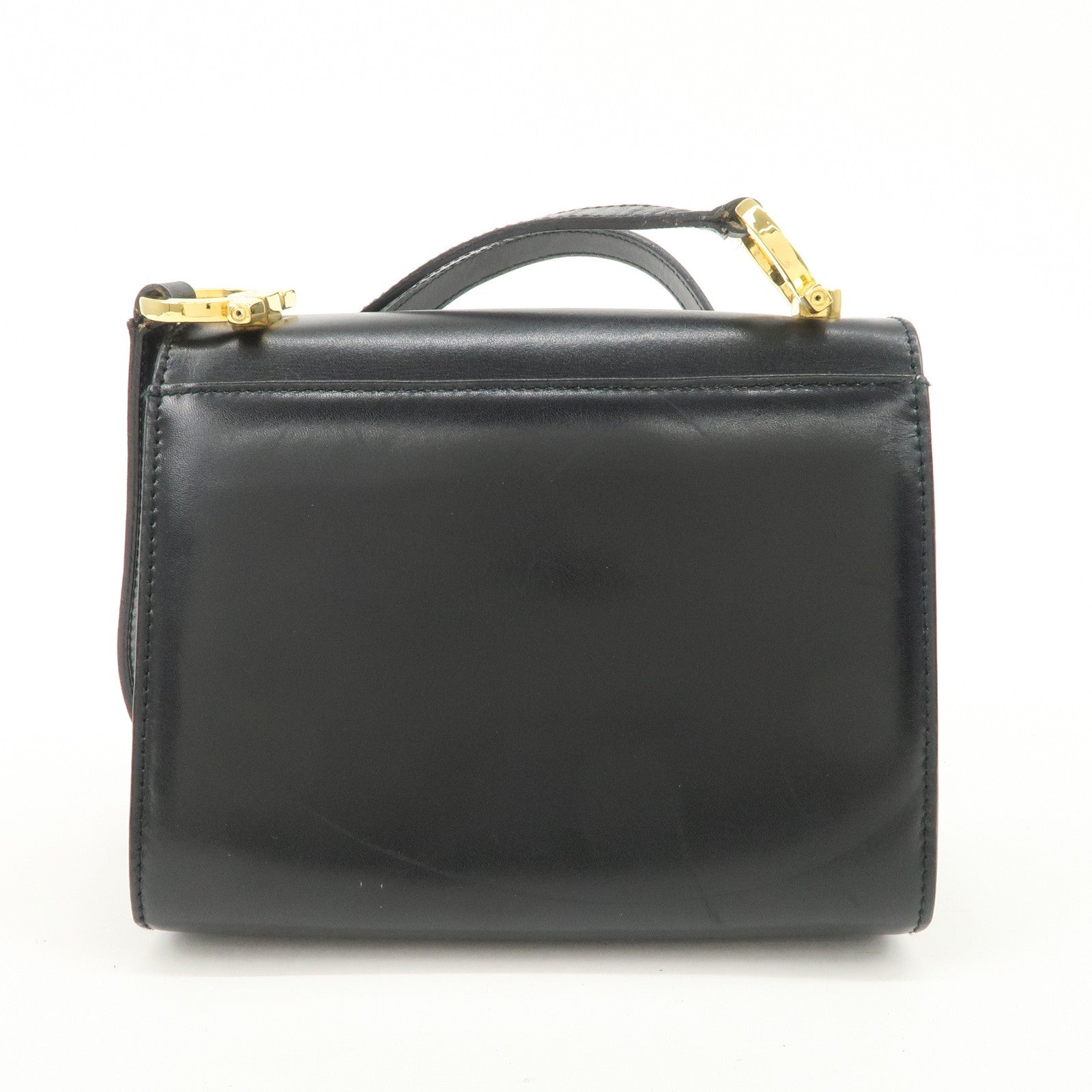 Ferragamo Gancini Leather Shoulder Bag Black