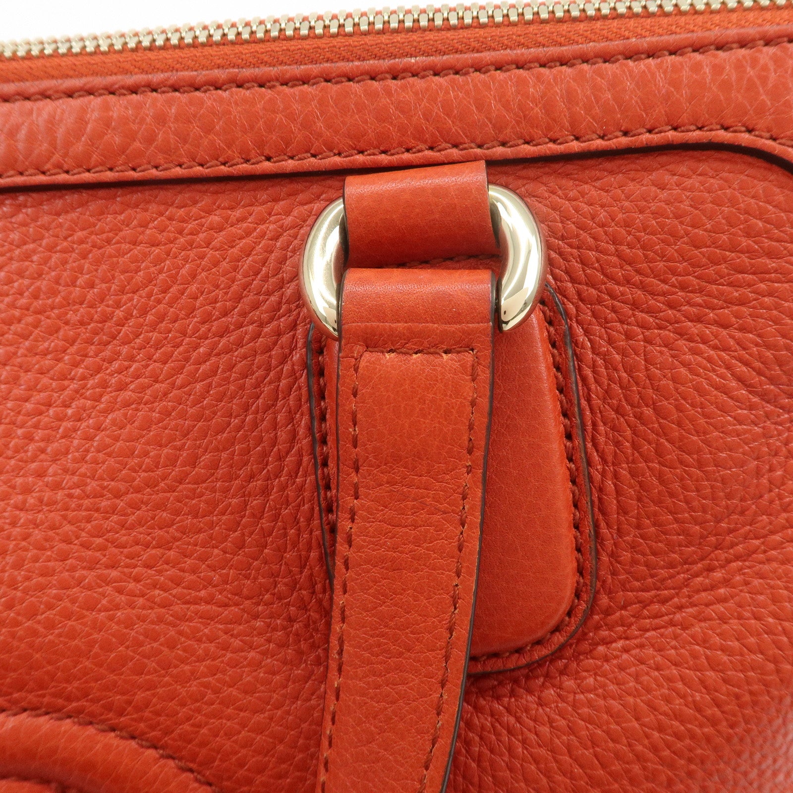 GUCCI SOHO Interlocking G Leather 2Way Hand Bag Orange 308362