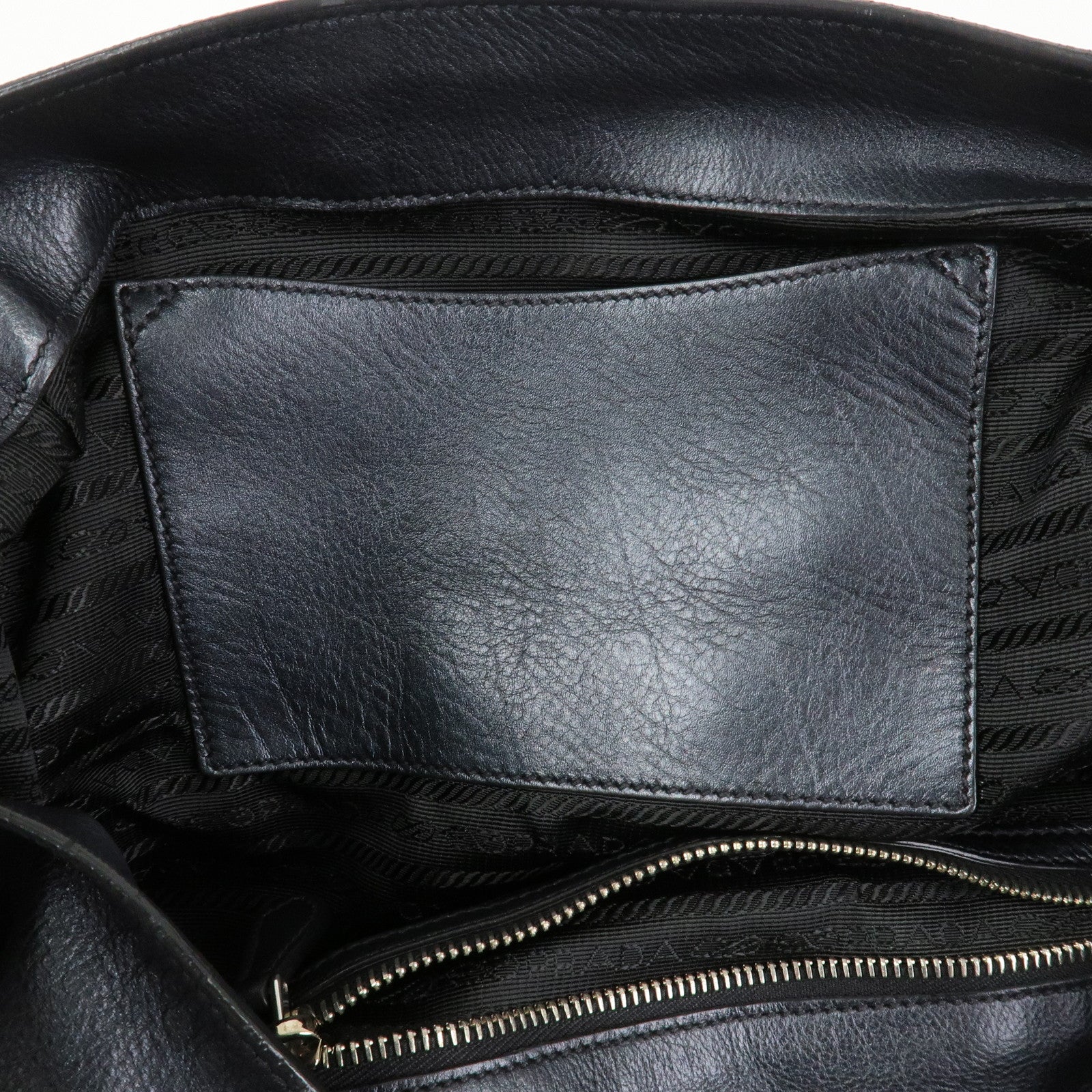 PRADA Logo Leather Shoulder Bag Hand Bag Black BR3901