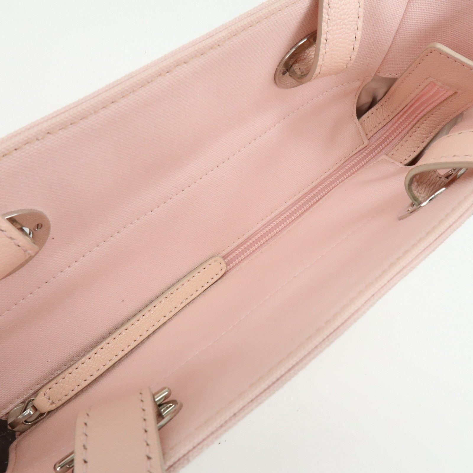 CHANEL Paris Biarritz PM Canvas Leather Tote Bag Pink A34208