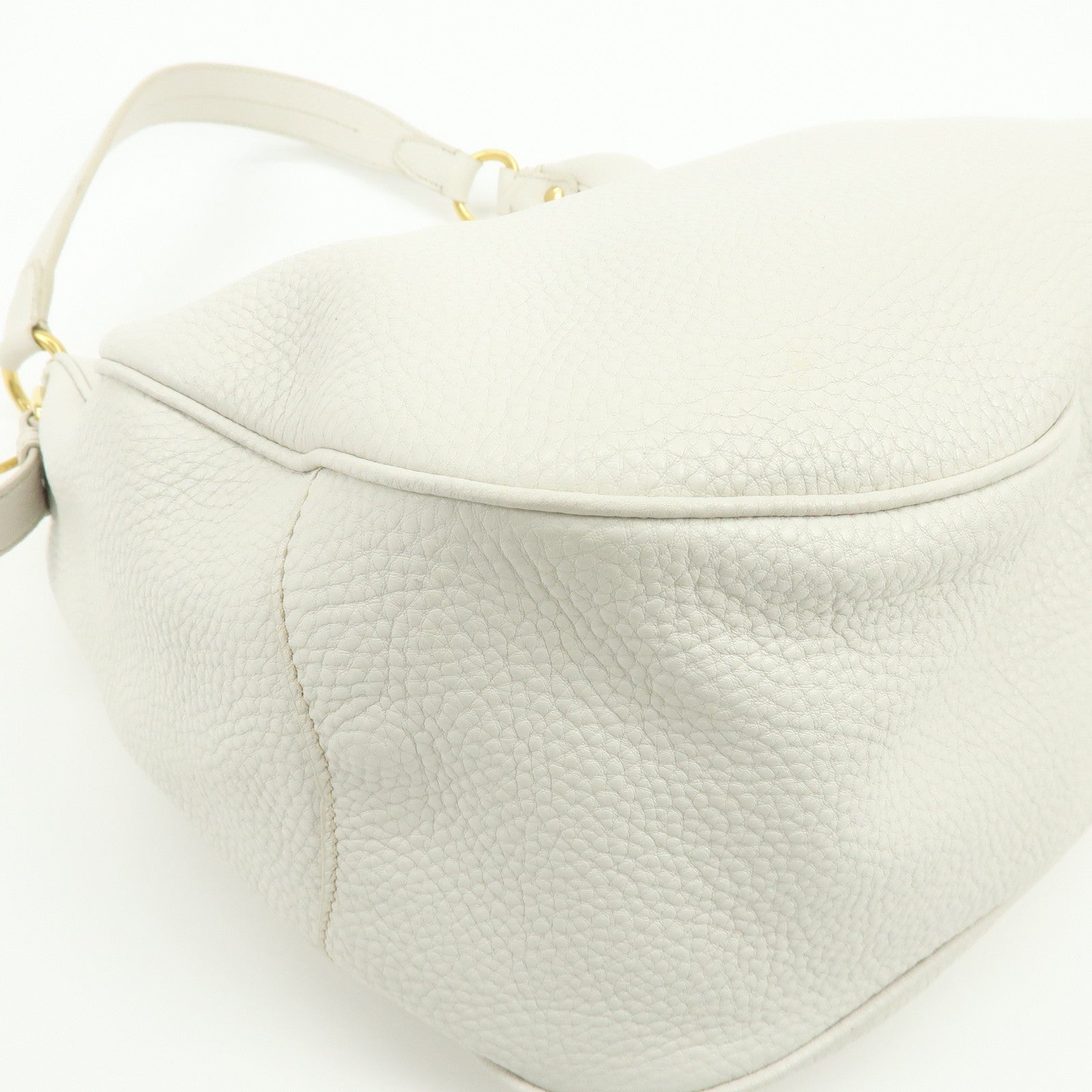 PRADA Logo Calf Leather Shoulder Bag Hand Bag White BR4311