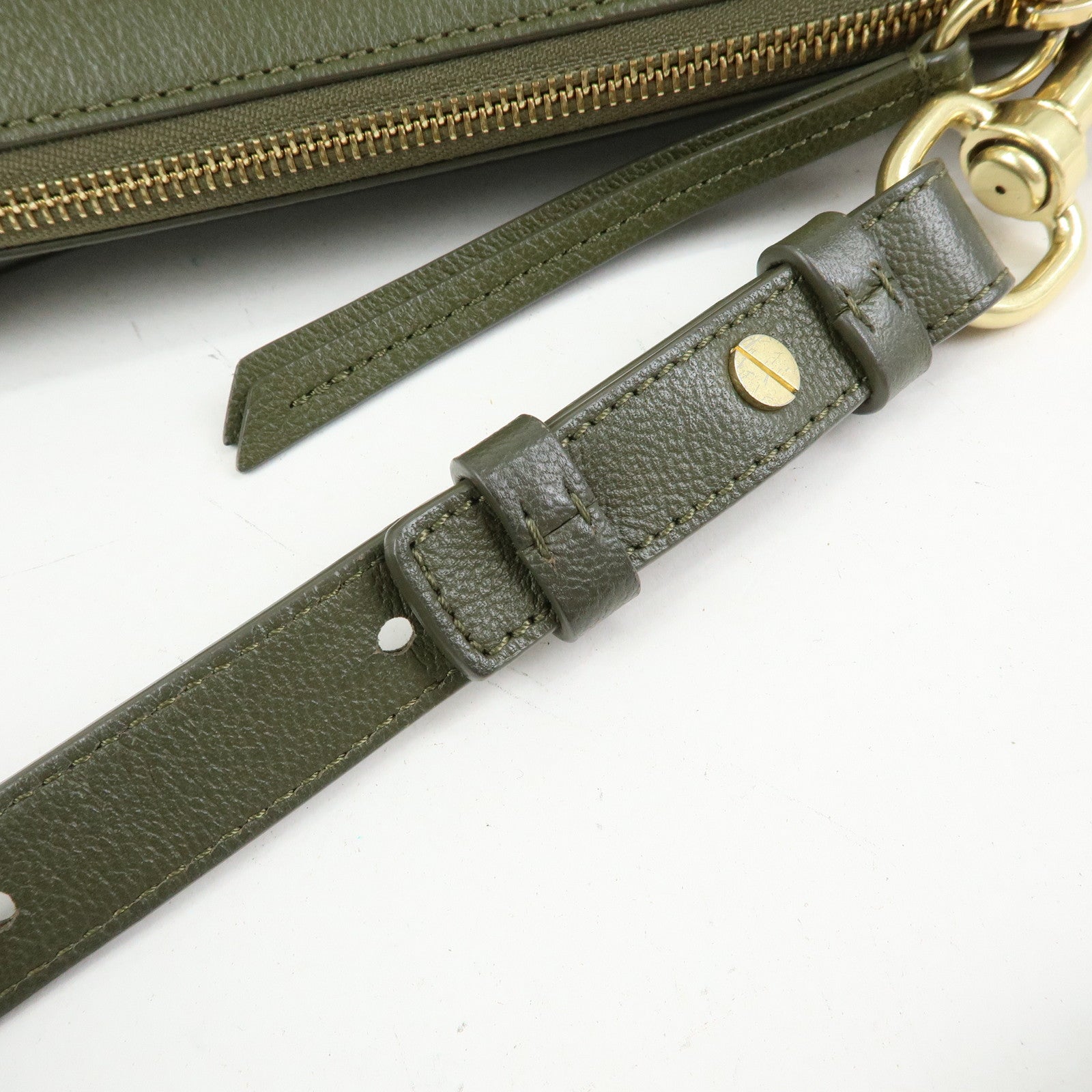 Chloe See by Chloe Phill Leather Shoulder Crossbody Bag Dark Green