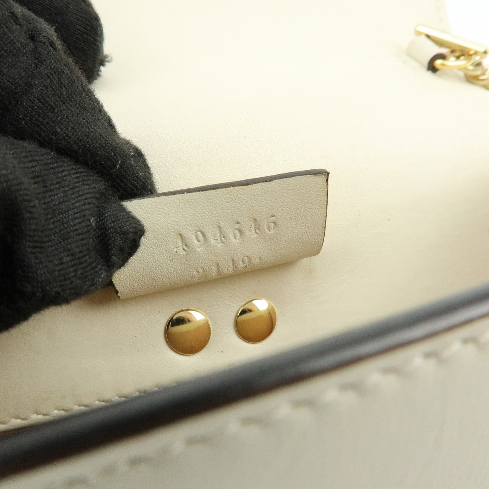 GUCCI Sherry Silvie Leather Canvas Chain Shoulder Bag White 494646