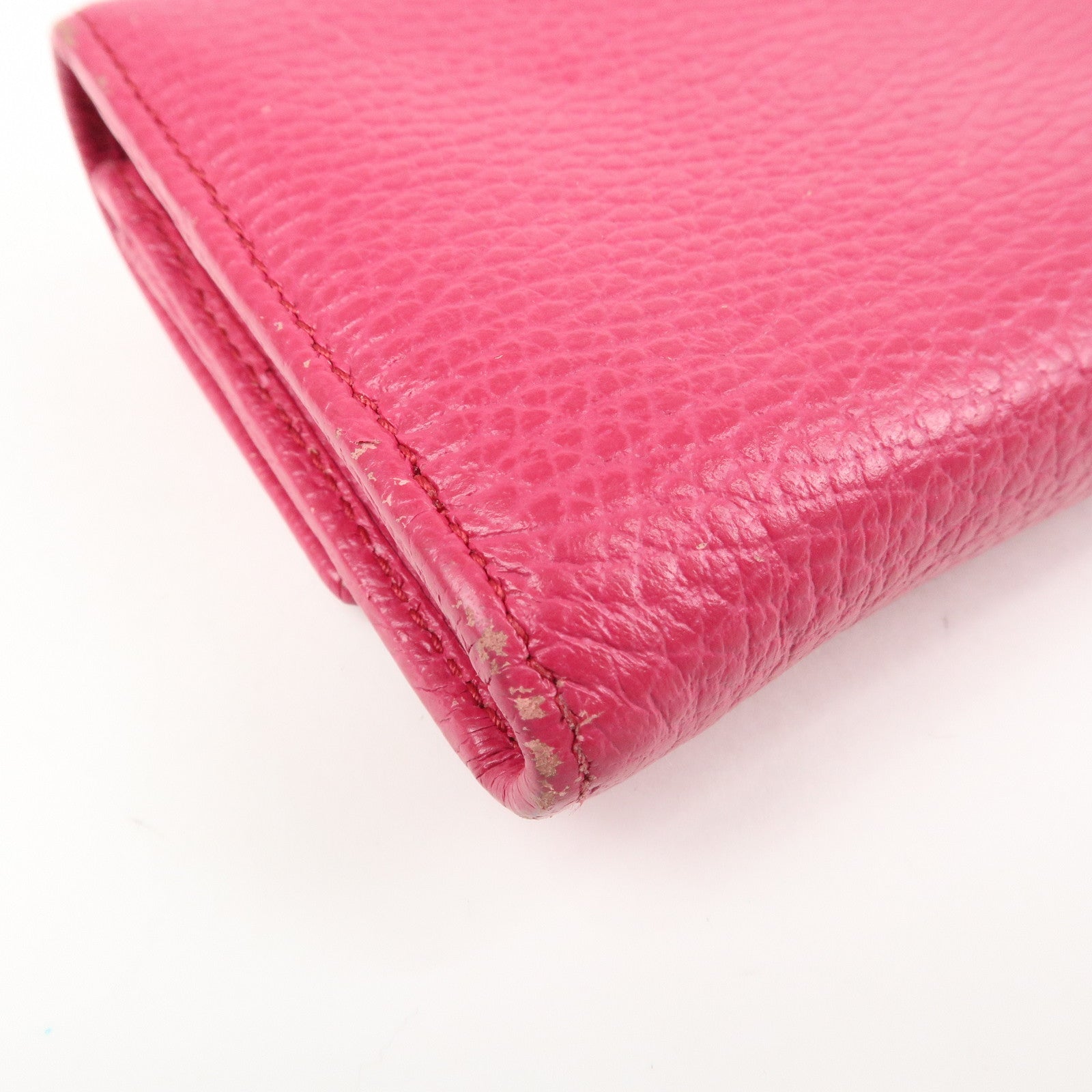 GUCCI Swing Logo Leather Flap Long Wallet Pink 354496