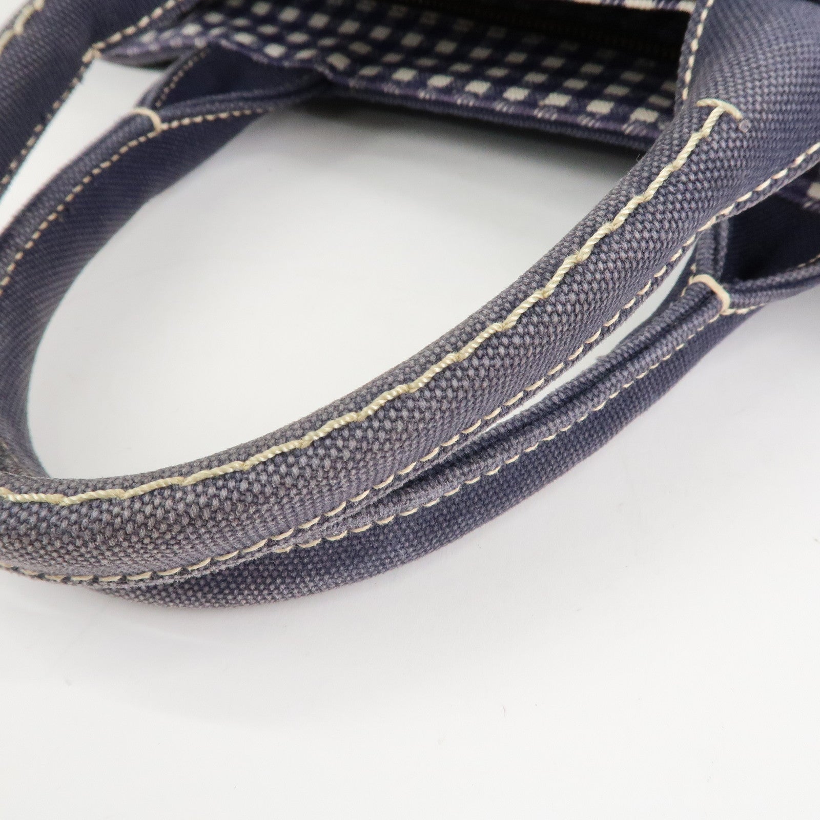 PRADA Canapa Mini Denim 2Way Hand Bag Tote Bag Navy 1BG439