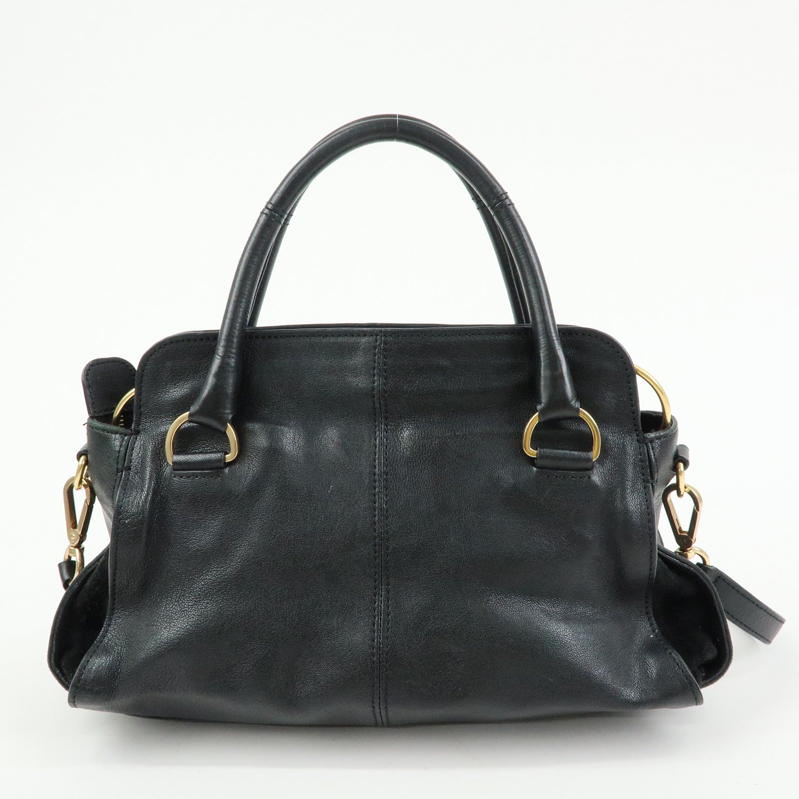Chloe See by Cloe Leather 2Way Bag Shoulder Bag Hand Bag Black