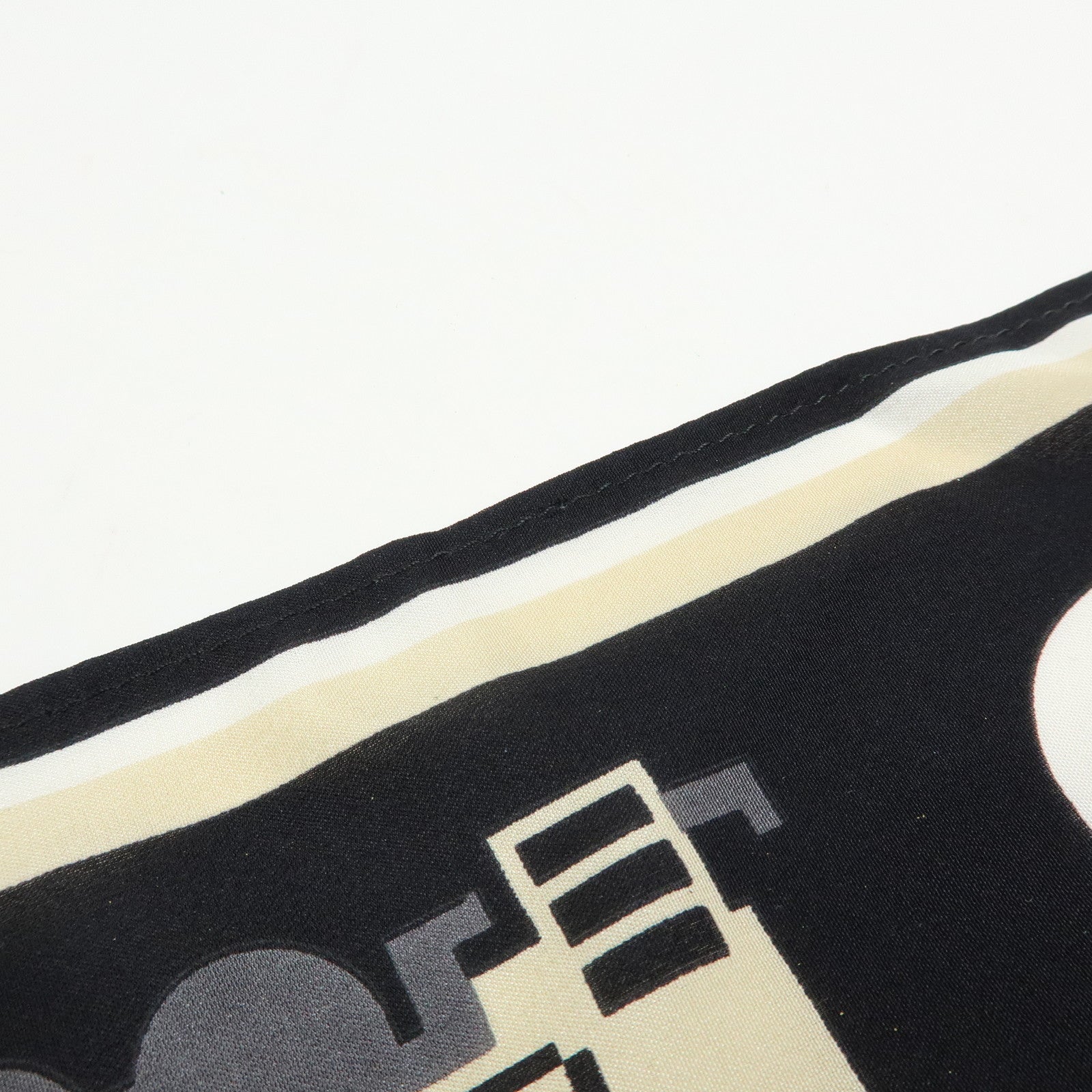 CHANEL COCO Mark Silk100% Train Scarf Shawl Black