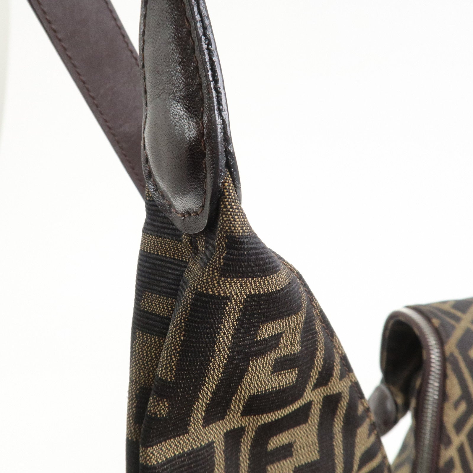 FENDI Zucca Canvas Leather Shoulder Bag Hand Bag Brown 83150870992
