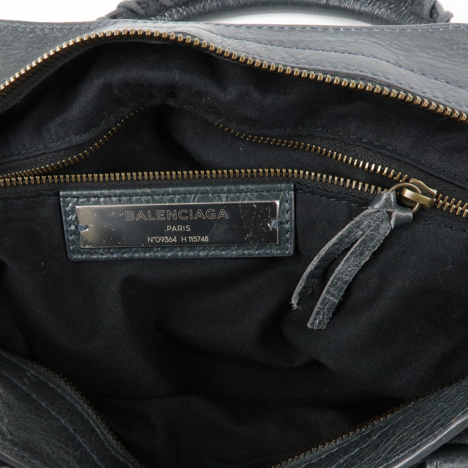 BALENCIAGA The City Leather 2Way Hand Bag Dark Gray 115748 Used