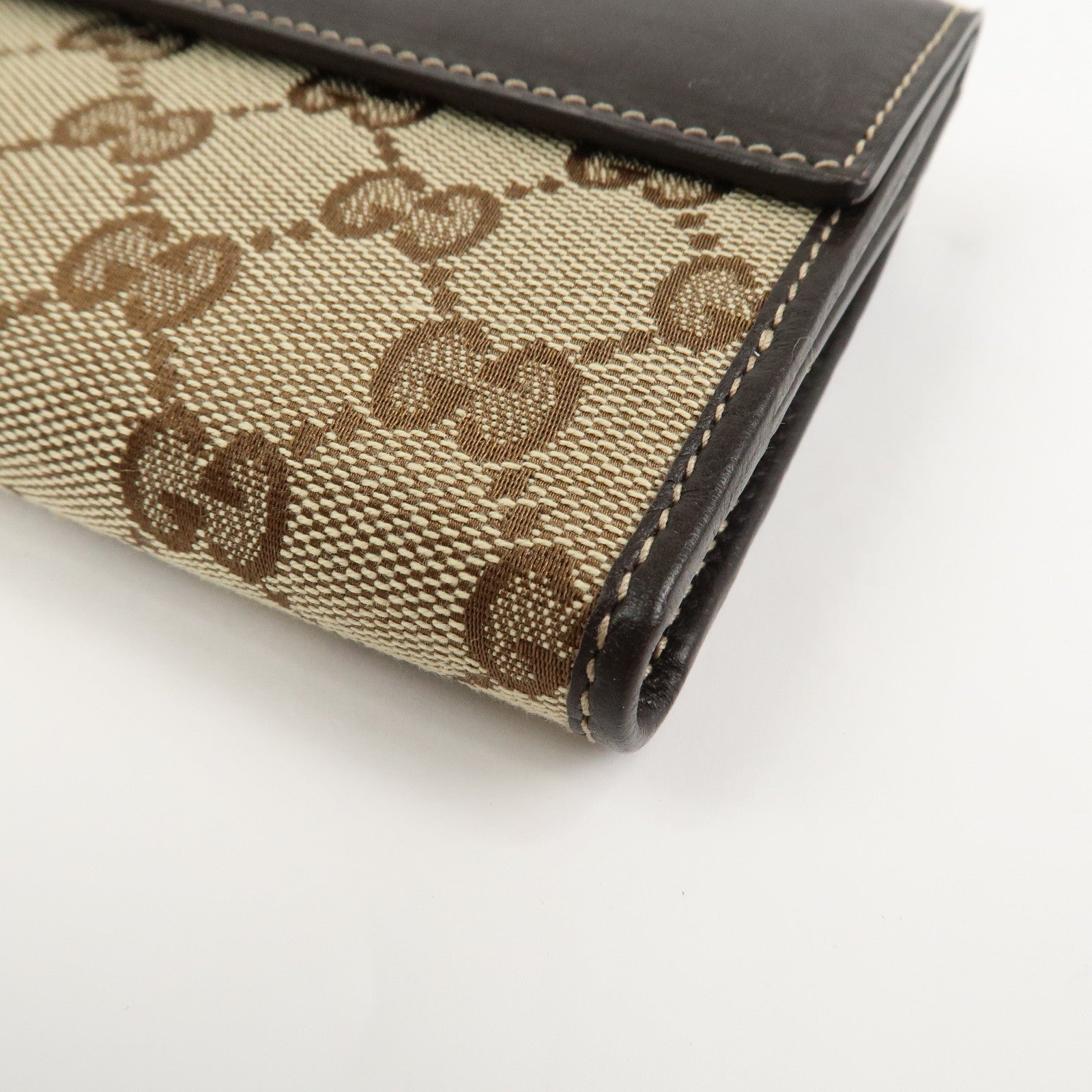 GUCCI Lovely Heart GG Canvas Bi-fold Long Wallet Beige Brown 203550