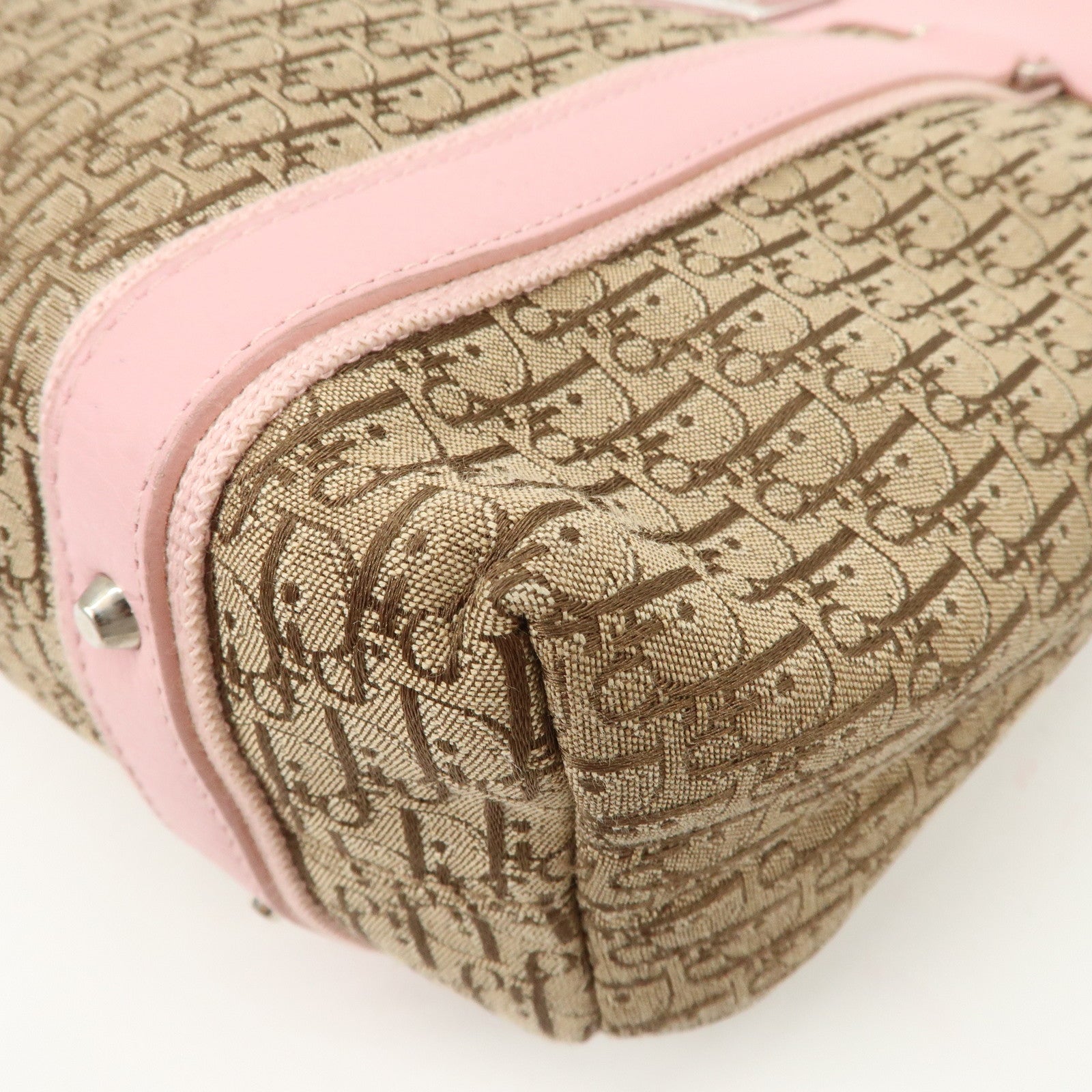 Christian Dior Trotter Street Chic Canvas Tote Bag Beige Pink