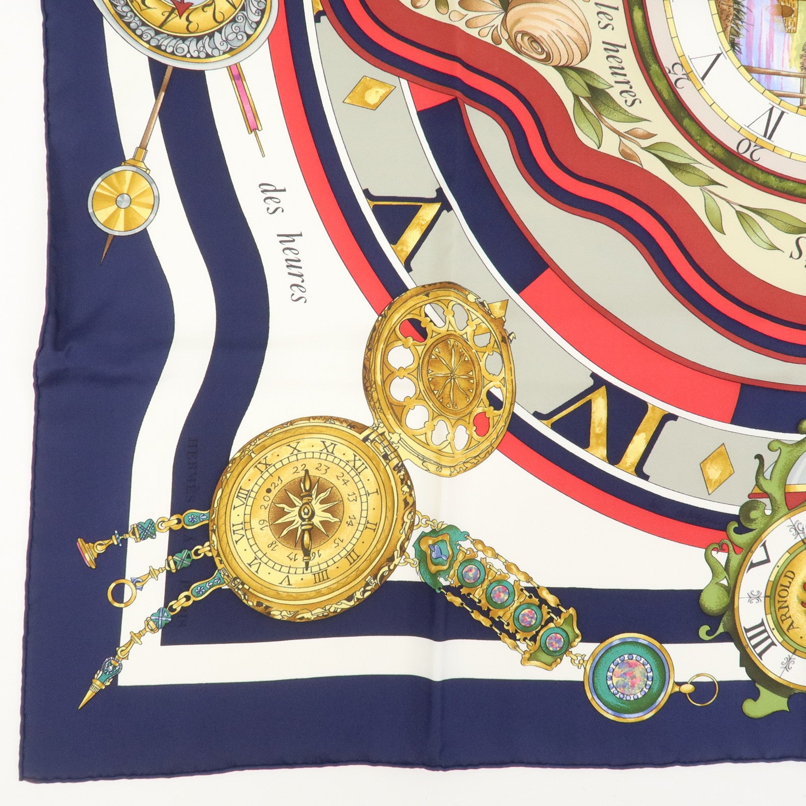 HERMES Carre 90 Silk Scarf PARMI LES FLEURS JE COMPTE LES HEURES