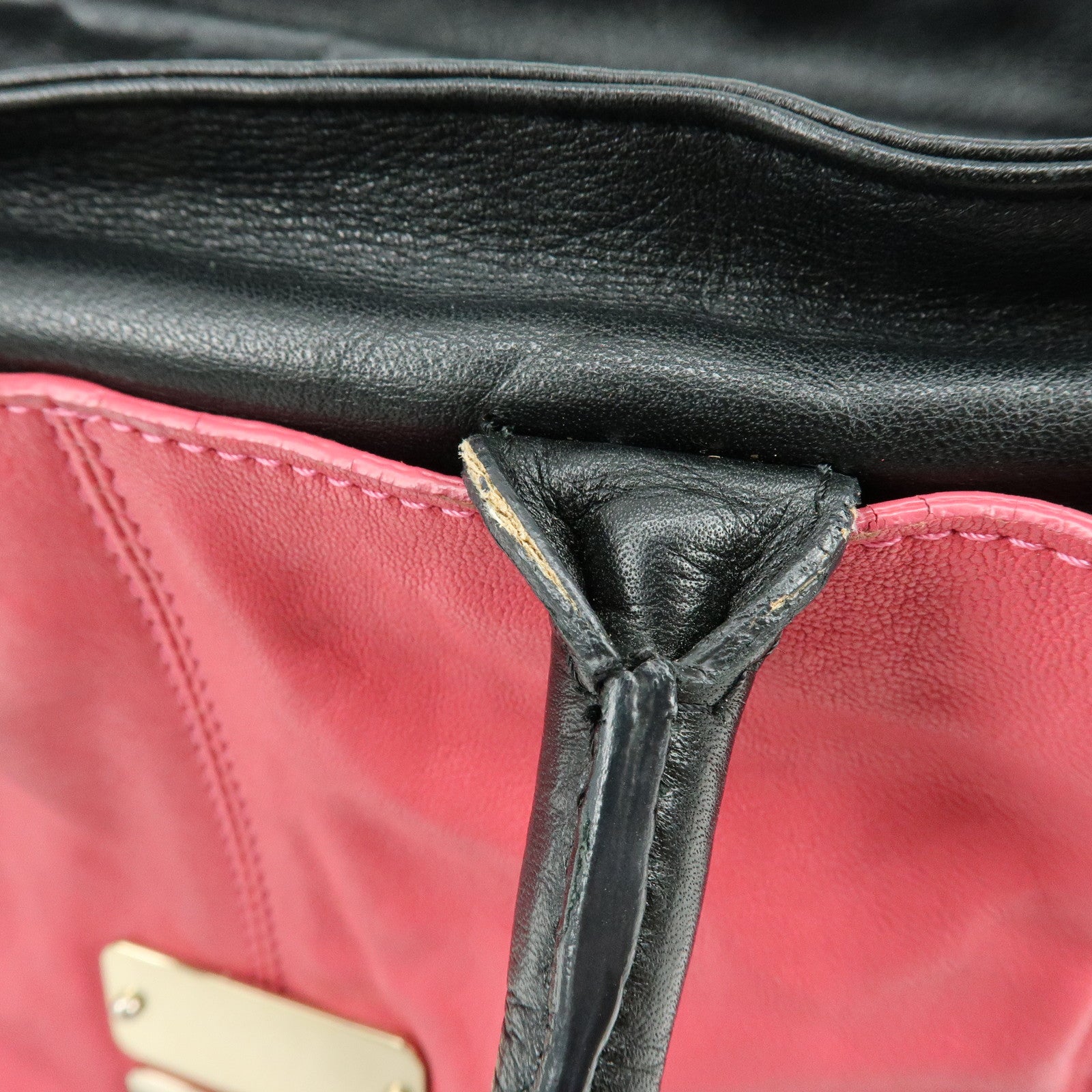 Chloe See By Chloe Leather 2Way Shoulder Bag Hand Bag Pink Black