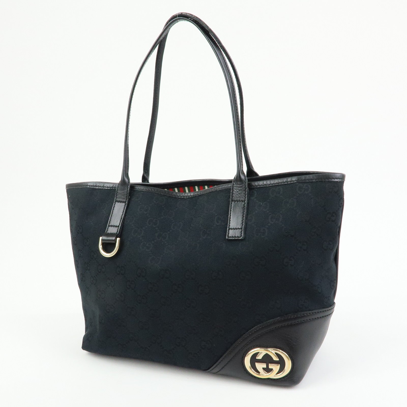 GUCCI Interlocking G New Britt GG Canvas Leather Tote Bag 169946