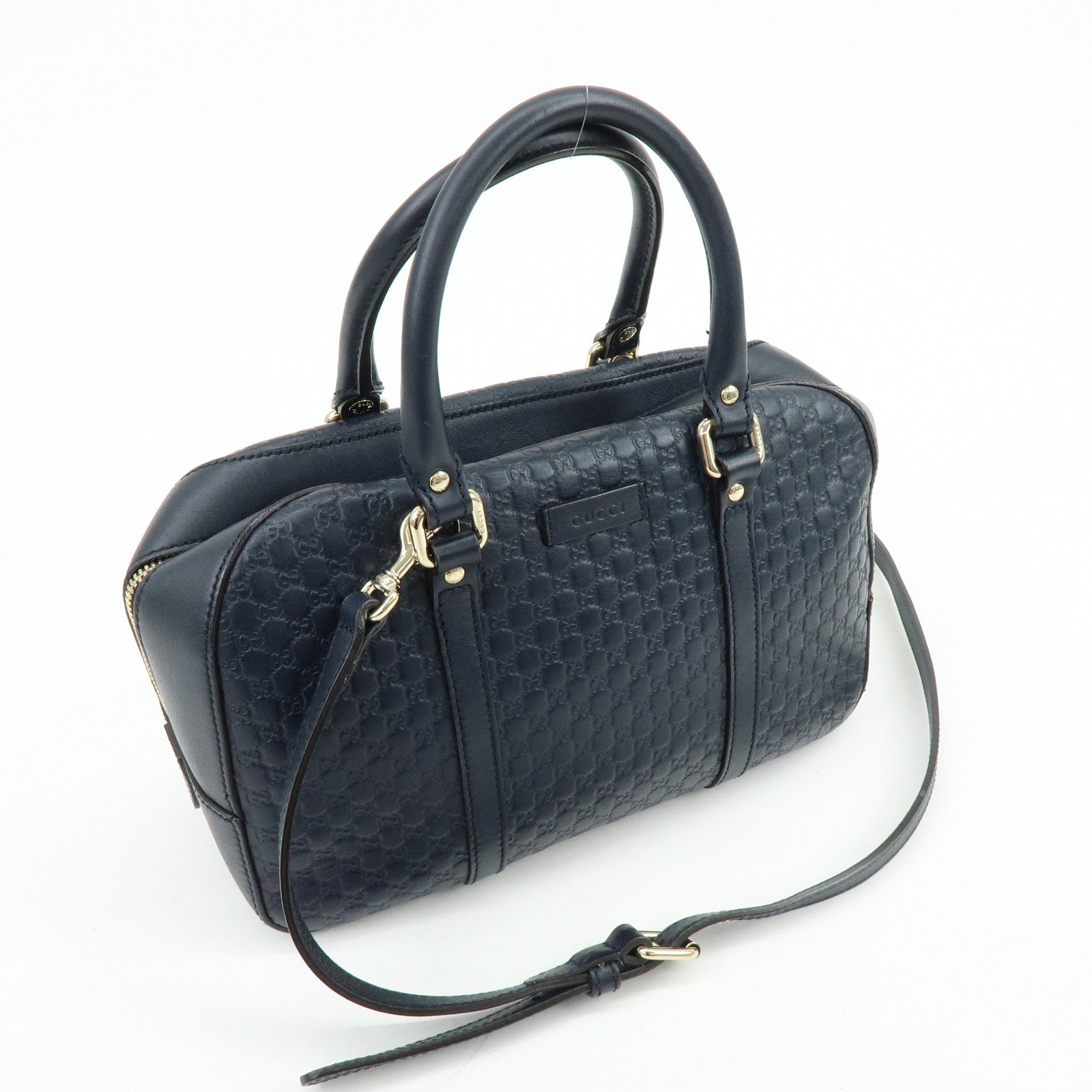 GUCCI Microguccissima Leather 2Way Bag Hand Bag Dark Navy 510286