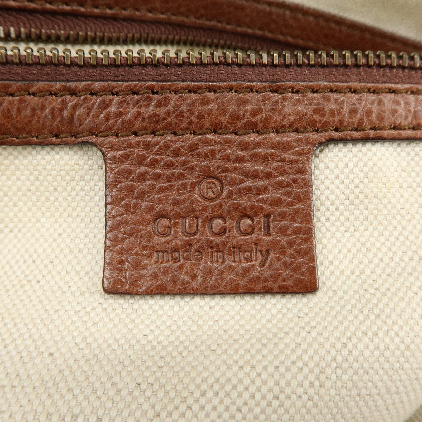 GUCCI GG Canvas Leather Shoulder Bag Tote Bag Beige Brown 323665