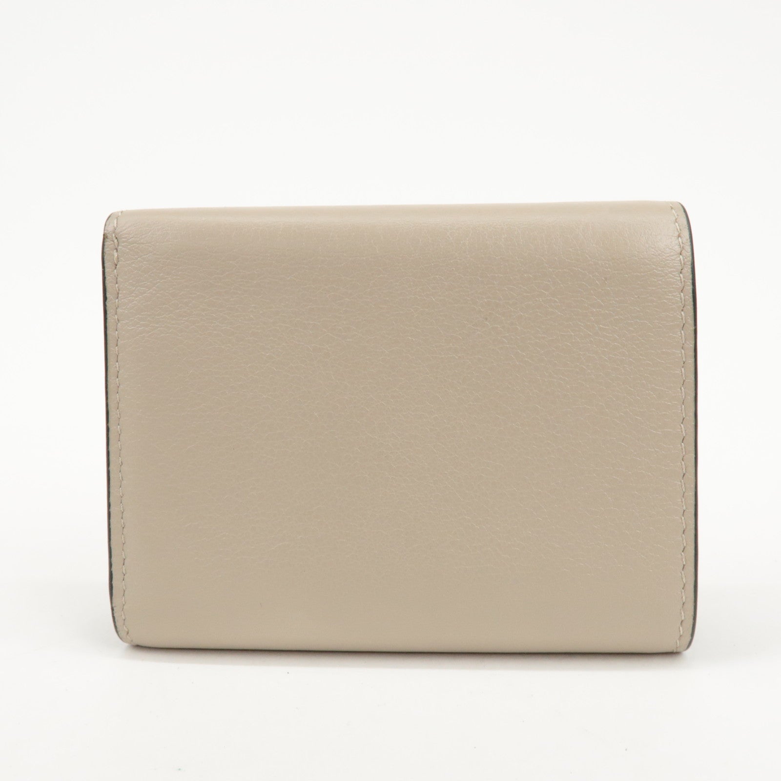LOEWE Anagram Leather Tri-fold Compact Wallet Beige C500TR2X01 Used