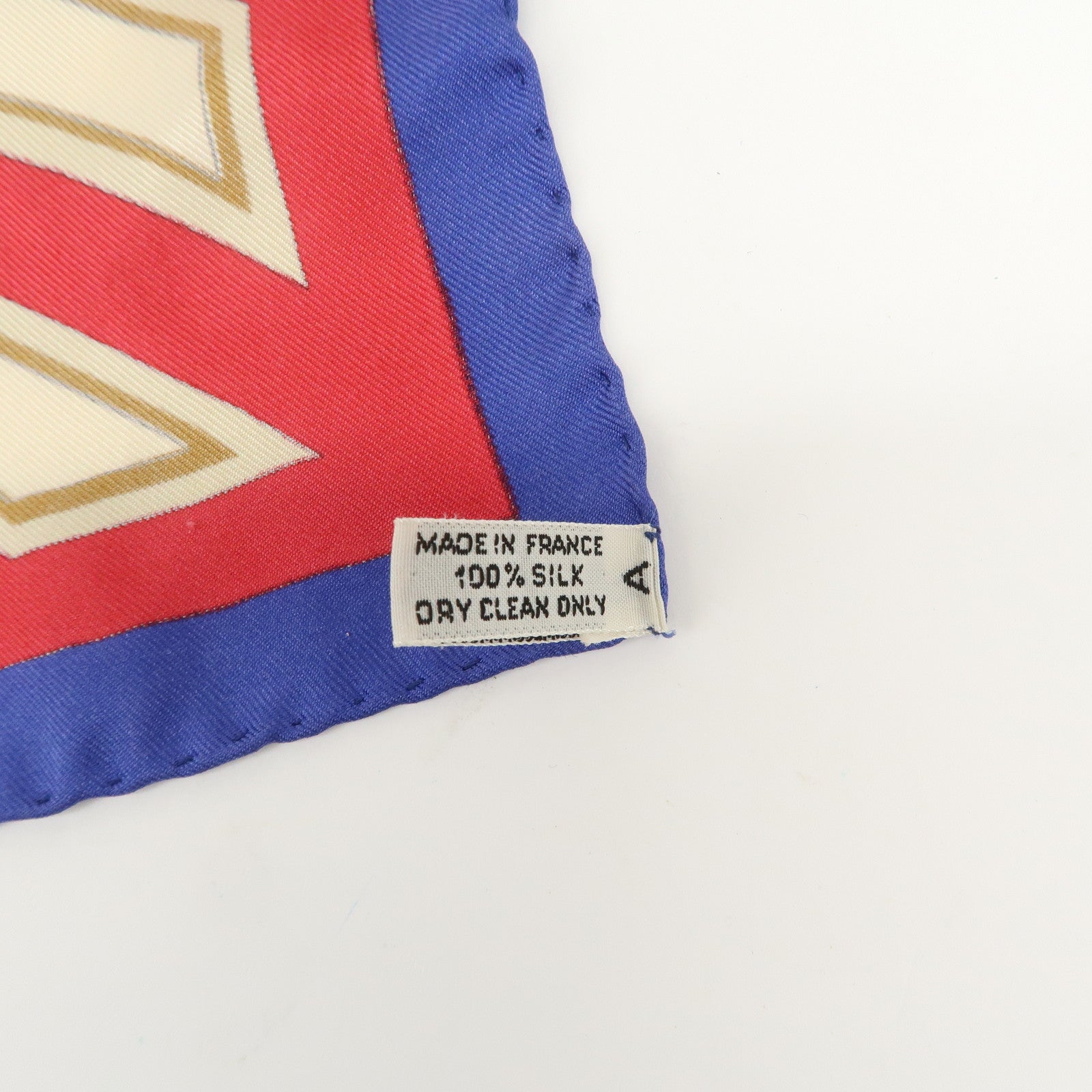 HERMES Carre 90 Silk 100% Lephyr Scarf Ivory Red Blue