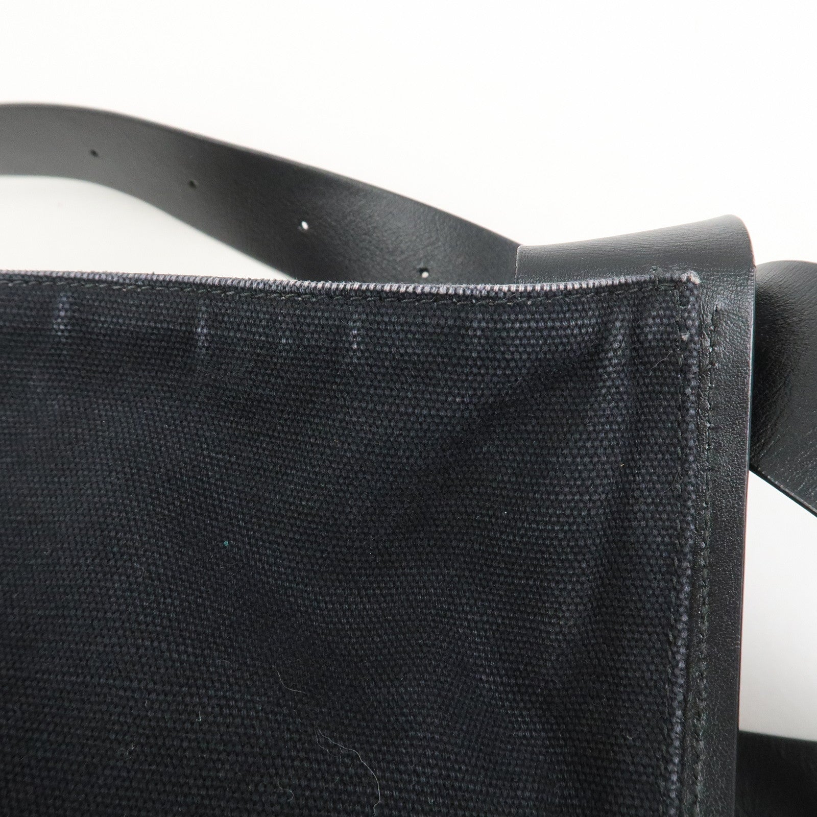 JIL SANDER Canvas Leather Shoulder Bag Crossbody Bag Black