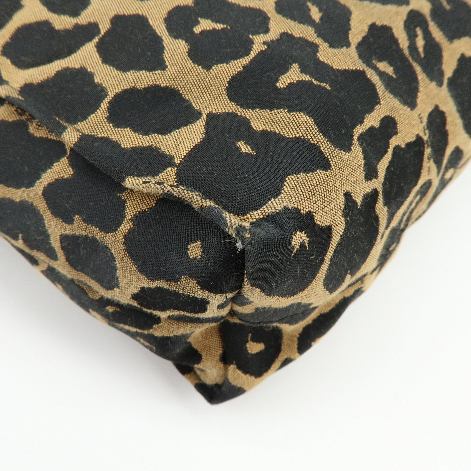 FENDI Canvas Leather Tote Bag Hand Bag Leopard Brown Black 8BH173